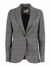 Circolo 1901 Tailored Check Blazer With Notched Lapel And Button Closure In Gray
