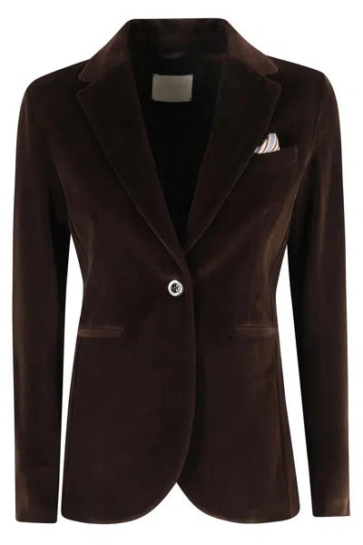 CIRCOLO 1901 SLIM LONG JACKET WITH REVERSE NECKLINE