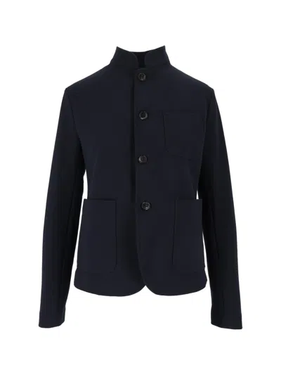 Circolo 1901 Slim-fit High Collar Four-button Fleece Jacket In Black