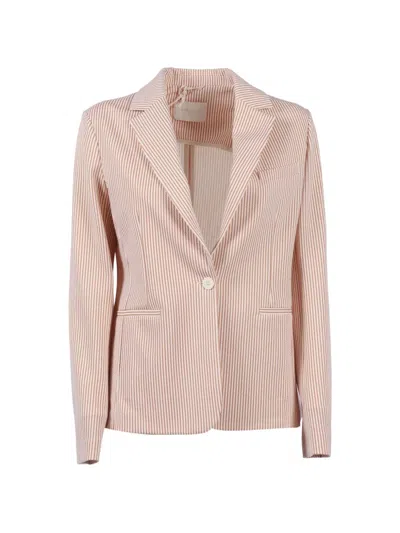 Circolo 1901 Striped Single Button Slim Jacket In Pink