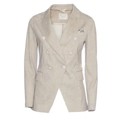 Circolo 1901 Stone Double-breasted Blazer With Sailor-style Buttons