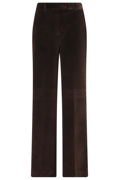 Circolo 1901 Straight Leg Velvet Pants With Smooth Texture In Multi
