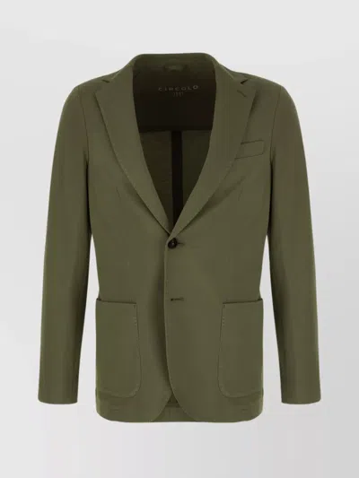 Circolo 1901 Stretch Cotton Blazer With Notch Lapel In Green