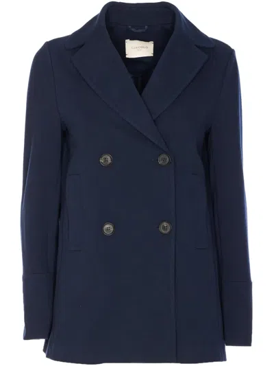 Circolo 1901 Stretch-cotton Double-breasted Coat In Blue