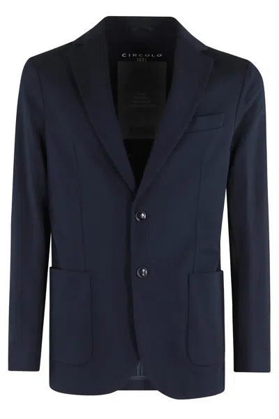 Circolo 1901 Stretch Technical Jersey Jacket In Blue