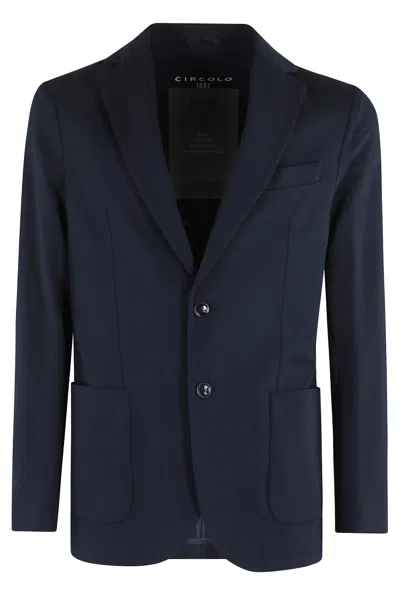 Circolo 1901 Stretch Technical Jersey Jacket In Blue
