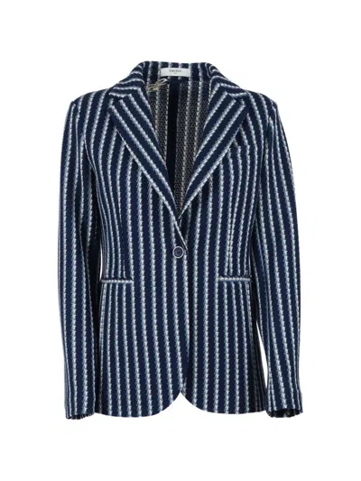 Circolo 1901 Striped Blazer In Black
