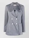 Circolo 1901 Striped Double-breasted Blazer With Peak Lapels In Gray