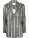 Circolo 1901 Striped Double-breasted Jacket With Vertical Stripes In Gray