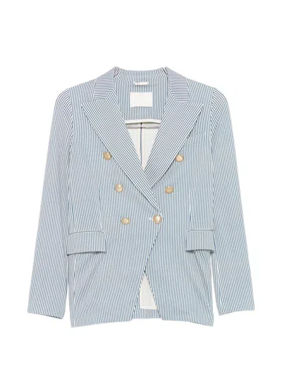 Circolo 1901 Striped Double-breasted Jacket In Blue
