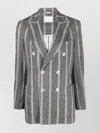Circolo 1901 Striped Double-breasted Jacket With Vertical Stripes In Gray