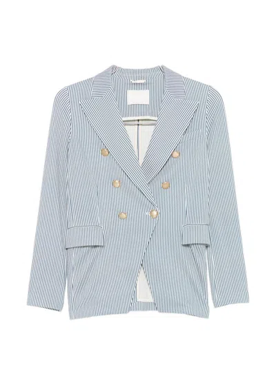 Circolo 1901 Striped Double-breasted Jacket In Blue