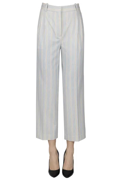 Circolo 1901 Striped Jersey Trousers In Blue