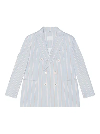 Circolo 1901 Striped-pattern Double-breasted Coat In Blue