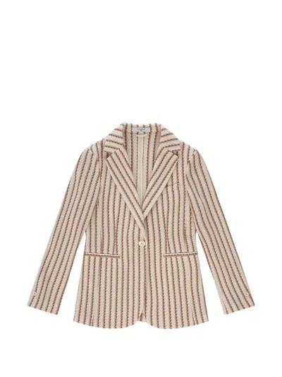 Circolo 1901 Striped Single-breasted Blazer In Neutral
