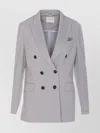 Circolo 1901 Structured Double-breasted Jacket With V-neck In Gray