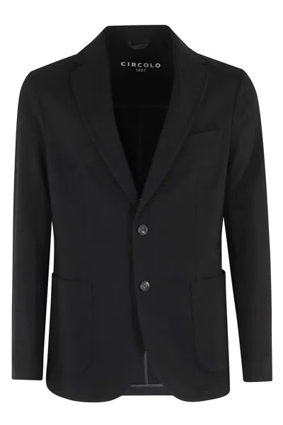 Circolo 1901 Tailored Black Sweatshirt Jacket With Notch Lapel