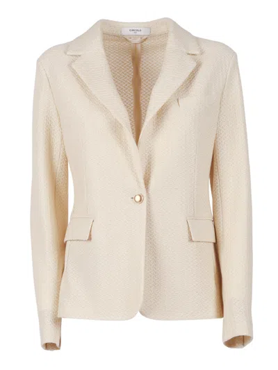 Circolo 1901 Textured Cotton Slim Fit Jacket In Neutral