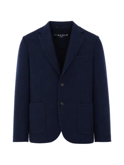 Circolo 1901 Textured Single-breasted Jacket In Blue