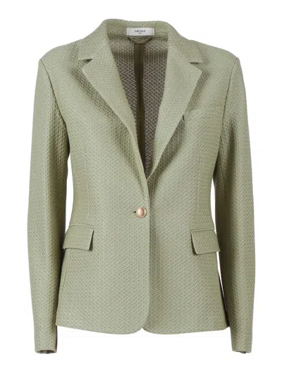 Circolo 1901 Textured Tailored Jacket With Notched Lapels And Flap Pockets In Green