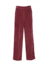 Circolo 1901 High-waisted Wide-leg Pants In Textured Burgundy Corduroy In Burgundy