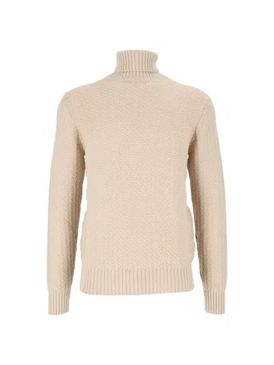Circolo 1901 Textured Ribbed Wool Turtleneck Sweater In Neutral