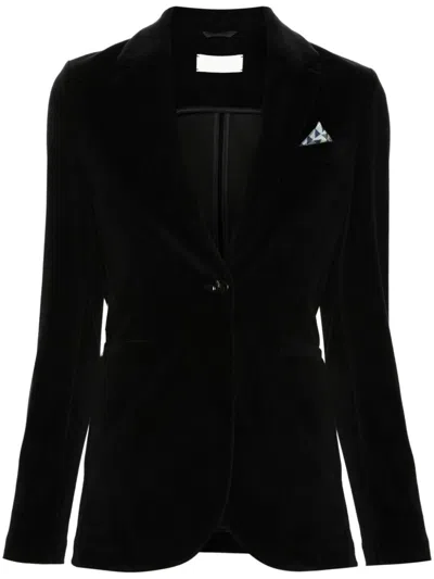 Circolo 1901 Single-breasted Velour Blazer In Black