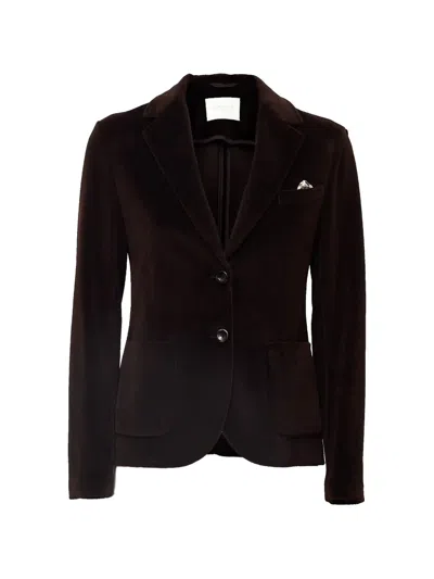 Circolo 1901 Velour Slim-fit Blazer In Brown