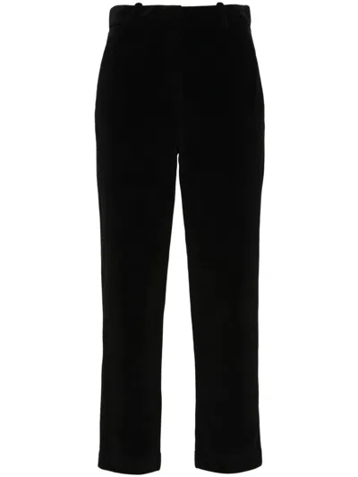 Circolo 1901 Velour Tapered Trousers In Black