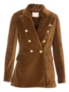Circolo 1901 Suede Velvet Double-breasted Jacket In Brown