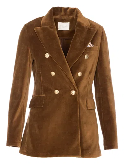 CIRCOLO 1901 VELVET DOUBLE-BREASTED BLAZER