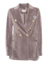 Circolo 1901 Velvet Double Breasted Jacket In Silver