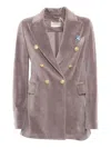 Circolo 1901 Velvet Double Breasted Jacket In Silver