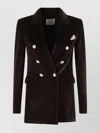 Circolo 1901 Velvet Double-breasted Jacket With Peak Lapels In Brown