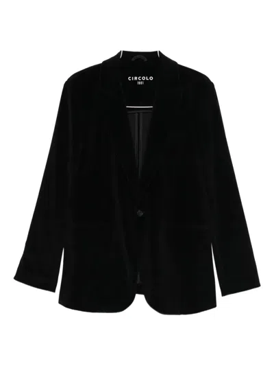Circolo 1901 Velvet Single-breasted Blazer In Black