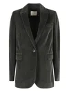 Circolo 1901 Velvet Single-breasted Blazer In Green