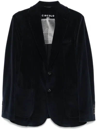 Circolo 1901 Velvet Single-breasted Jacket In Blue