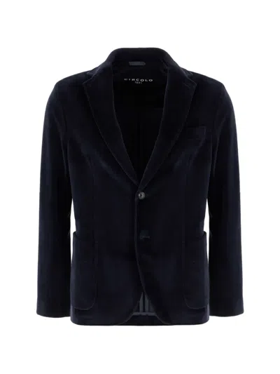 Circolo 1901 Velvet Single-breasted Blazer In Blue