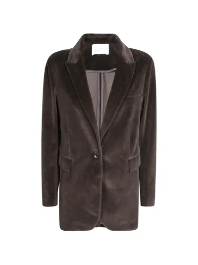 Circolo 1901 Velvet Single-breasted Blazer In White