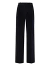 Circolo 1901 Navy Velvet Pants With Mid-rise Waist In Blue