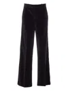 Circolo 1901 Brown Velvet Straight-leg Pants With Mid-rise Waist In Black
