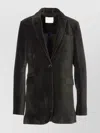 Circolo 1901 Velvet V-neck Jacket Notched Lapel In Green