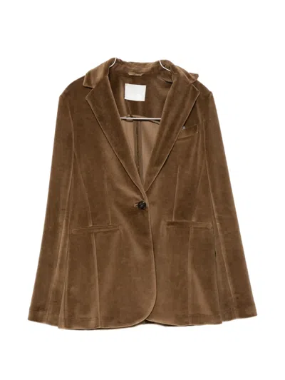 Circolo 1901 Velvet-effect Single-breasted Blazer In Brown