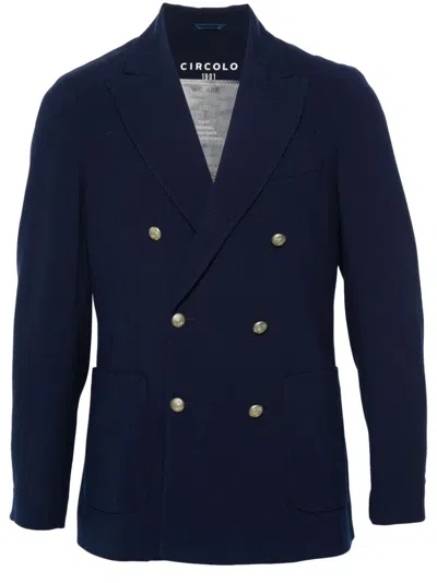 Circolo 1901 Virgin Wool Double-breasted Jacket In Navy