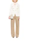 Circolo 1901 White Solid Notched Lapel Blazer