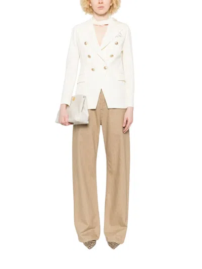 Circolo 1901 White Solid Notched Lapel Blazer