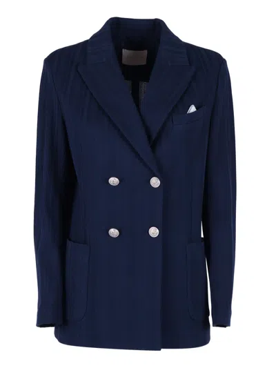 Circolo 1901 Wide Lapel Double Breasted Blazer In Blue