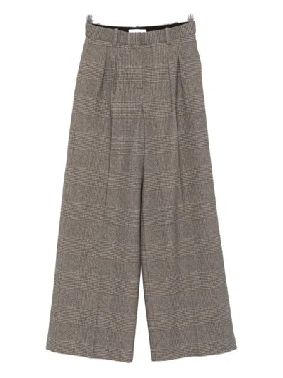 CIRCOLO 1901 WIDE-LEG BROWN TROUSERS WITH HIGH WAIST
