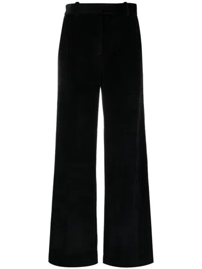 Circolo 1901 Wide Leg Cotton Blend Trousers In Black