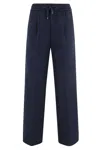 Circolo 1901 Wide Leg Pants With Elastic Waistband In Blue
